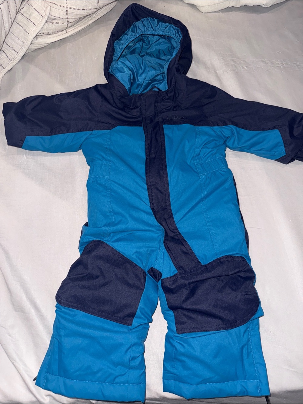 L.L. Bean Two-Tone Navy and Bright Blue Hooded Snowsuit